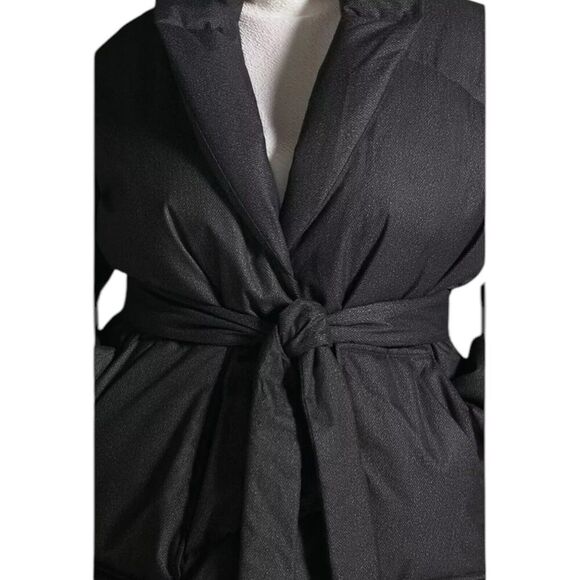 Anthropologie Bernardo WMNS 1X‎ Grey Wrap Puffer Jacket Belted Coat Long Shawl - Picture 2 of 14